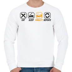 PRINTFASHION Eat, sleep, forklift, repeat - Férfi pulóver - Fehér