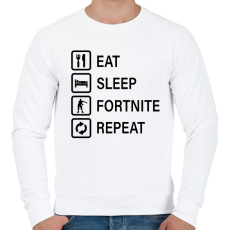 PRINTFASHION Eat Sleep Fortnite Repeat - Fekete - Férfi pulóver - Fehér