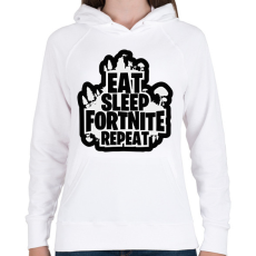 PRINTFASHION Eat Sleep Fortnite Repeat - Női kapucnis pulóver - Fehér