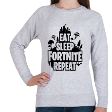 PRINTFASHION Eat Sleep Fortnite Repeat Style - Fekete - Női pulóver - Sport szürke