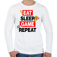 PRINTFASHION eat sleep game repeat - Férfi hosszú ujjú póló - Fehér férfi póló
