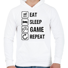 PRINTFASHION Eat, Sleep, Game, Repeat - Férfi kapucnis pulóver - Fehér női pulóver, kardigán