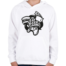 PRINTFASHION eat sleep game repeat - Gyerek kapucnis pulóver - Fehér