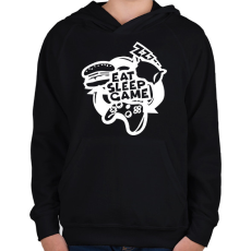 PRINTFASHION eat sleep game repeat - Gyerek kapucnis pulóver - Fekete
