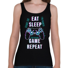 PRINTFASHION Eat sleep game repeat - Női atléta - Fekete