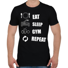 PRINTFASHION EAT SLEEP GYM REPEAT - Férfi póló - Fekete
