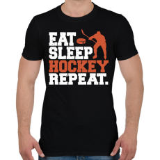 PRINTFASHION Eat Sleep Hockey Repeat - Férfi póló - Fekete