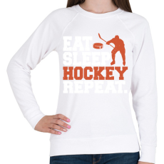 PRINTFASHION Eat Sleep Hockey Repeat - Női pulóver - Fehér