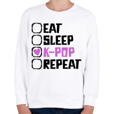 PRINTFASHION eat sleep kpop repeat - Gyerek pulóver - Fehér