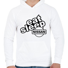 PRINTFASHION Eat Sleep Nissan - Férfi kapucnis pulóver - Fehér férfi pulóver, kardigán