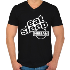PRINTFASHION Eat Sleep Nissan - Férfi V-nyakú póló - Fekete férfi póló
