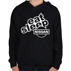 PRINTFASHION Eat Sleep Nissan - Gyerek kapucnis pulóver - Fekete