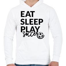 PRINTFASHION Eat Sleep Play Soccer - Férfi kapucnis pulóver - Fehér