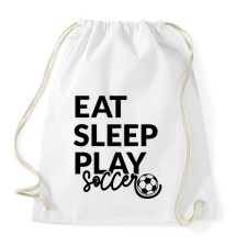 PRINTFASHION Eat Sleep Play Soccer - Sportzsák, Tornazsák - Fehér tornazsák