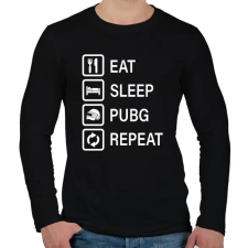 PRINTFASHION Eat Sleep PUBG Repeat - Fehér - Férfi hosszú ujjú póló - Fekete férfi póló