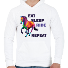 PRINTFASHION Eat sleep RIDE repeat - Férfi kapucnis pulóver - Fehér női pulóver, kardigán