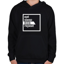 PRINTFASHION Eat sleep ride repeat - Gyerek kapucnis pulóver - Fekete gyerek pulóver, kardigán