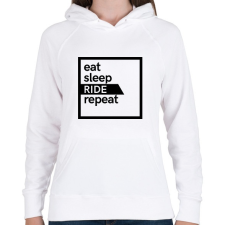 PRINTFASHION Eat sleep ride repeat  - Női kapucnis pulóver - Fehér női pulóver, kardigán