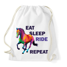 PRINTFASHION Eat sleep RIDE repeat - Sportzsák, Tornazsák - Fehér tornazsák