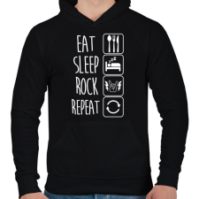 PRINTFASHION Eat Sleep Rock Repeat - Férfi kapucnis pulóver - Fekete férfi pulóver, kardigán