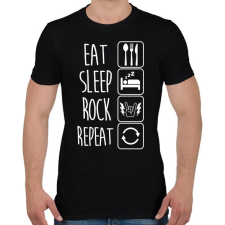 PRINTFASHION Eat Sleep Rock Repeat - Férfi póló - Fekete férfi póló
