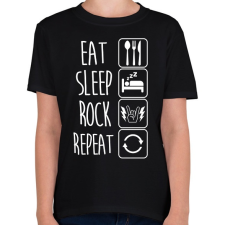 PRINTFASHION Eat Sleep Rock Repeat - Gyerek póló - Fekete gyerek póló