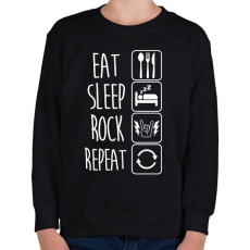 PRINTFASHION Eat Sleep Rock Repeat - Gyerek pulóver - Fekete