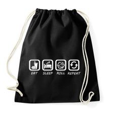 PRINTFASHION Eat, Sleep, Roll, Repeat - Sportzsák, Tornazsák - Fekete tornazsák