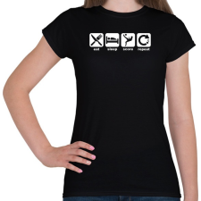 PRINTFASHION Eat Sleep Score Repeat - Női póló - Fekete női póló