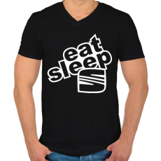 PRINTFASHION Eat Sleep Seat - Férfi V-nyakú póló - Fekete