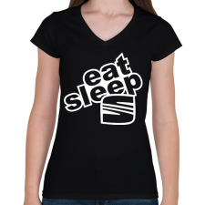 PRINTFASHION Eat Sleep Seat - Női V-nyakú póló - Fekete női póló