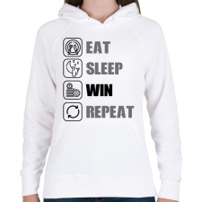 PRINTFASHION Eat, sleep, win, repeat - Női kapucnis pulóver - Fehér női pulóver, kardigán