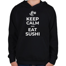 PRINTFASHION EAT SUSHI - Gyerek kapucnis pulóver - Fekete