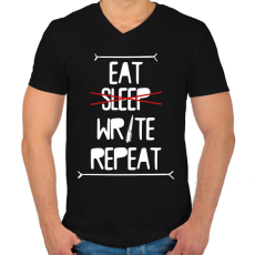 PRINTFASHION Eat, write, repeat - Férfi V-nyakú póló - Fekete