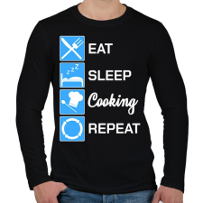 PRINTFASHION EatSleepCookingRepeat - Férfi hosszú ujjú póló - Fekete férfi póló