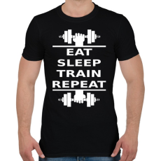 PRINTFASHION EATSLEEPTRAINREPEAT FEHÉR - Férfi póló - Fekete
