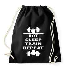PRINTFASHION EATSLEEPTRAINREPEAT FEHÉR - Sportzsák, Tornazsák - Fekete tornazsák