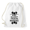 PRINTFASHION EATSLEEPTRAINREPEAT FEKETE - Sportzsák, Tornazsák - Fehér