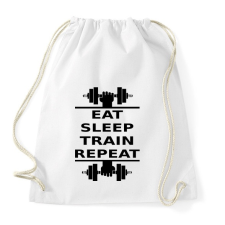 PRINTFASHION EATSLEEPTRAINREPEAT FEKETE - Sportzsák, Tornazsák - Fehér tornazsák