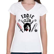 PRINTFASHION Eddie Munson Fan Club - Női V-nyakú póló - Fehér női póló