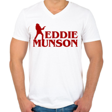 PRINTFASHION Eddie Munson - Férfi V-nyakú póló - Fehér férfi póló