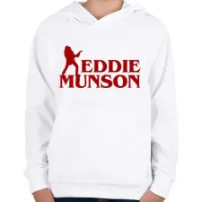 PRINTFASHION Eddie Munson - Gyerek kapucnis pulóver - Fehér gyerek pulóver, kardigán
