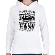 PRINTFASHION Eddz keményen, harcolj könnyedén! - Női kapucnis pulóver - Fehér női pulóver, kardigán