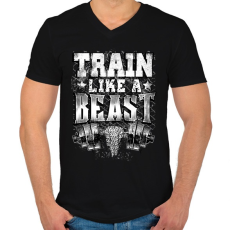 PRINTFASHION Eddz mint egy vadállat! - Férfi V-nyakú póló - Fekete