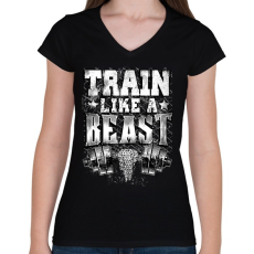 PRINTFASHION Eddz mint egy vadállat! - Női V-nyakú póló - Fekete