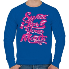 PRINTFASHION Édes ajkak - Férfi pulóver - Királykék