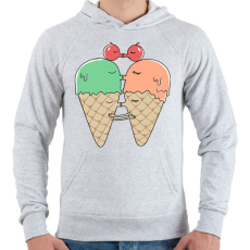 PRINTFASHION Édes csók - fagyi - Férfi kapucnis pulóver - Sport szürke