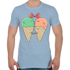 PRINTFASHION Édes csók - fagyi - Férfi póló - Világoskék