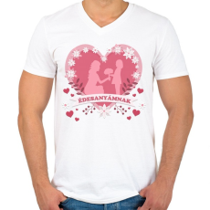 PRINTFASHION Édesanyámnak - Férfi V-nyakú póló - Fehér