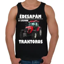 PRINTFASHION Édesapám a legjobb traktoros - Férfi atléta - Fekete atléta, trikó